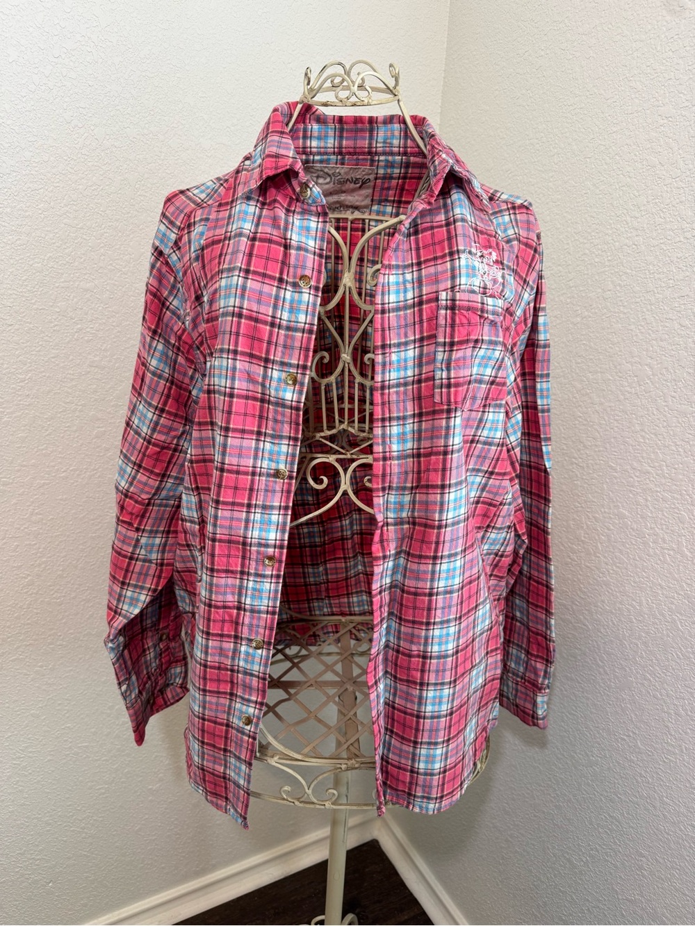 Cakeworthy/Disney Pink and Blue Plaid Button-Down Shirt
